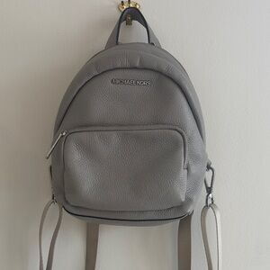 Michael Kors Pebbled Leather Mini Backpack - Light Gray
